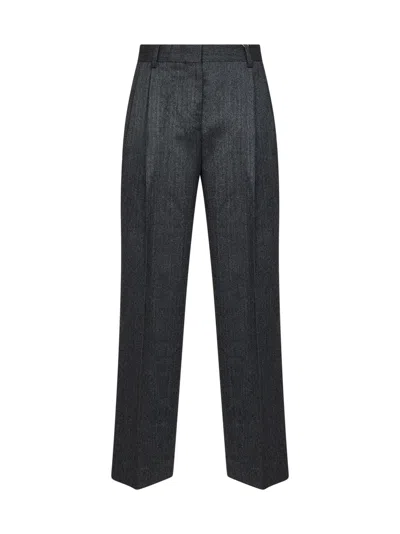 Totême Toteme Wool Double Pleat Trousers In Black