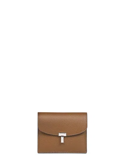 Totême Dark Taupe T-lock Card Holder<br/>