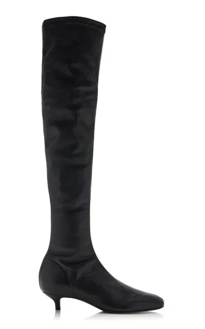 Totême Day Leather Over-the-knee Boots In Black