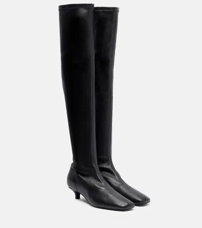 Totême Day Leather Over-the-knee Boots In Black