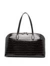 Totême Day Croc Embossed Leather Tote Bag In Brown