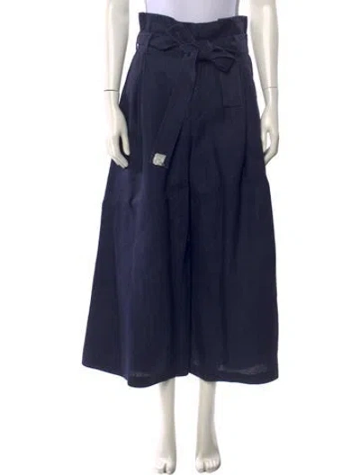 Pre-owned Totême Deep Pleat Straight Leg Pants In Blue