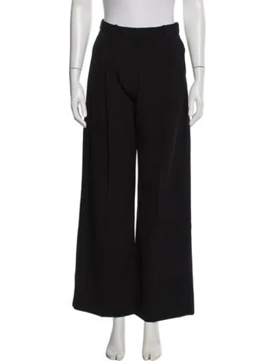 Pre-owned Totême Deep Pleat Straight Trousers Wide Leg Pants In Black