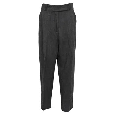 Totême Deep Pleat Trouser Wide Leg Pants In Grey Wool In Gray
