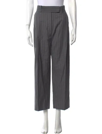 Pre-owned Totême Deep Pleat Wool Trousers Wide Leg Pants In Gray
