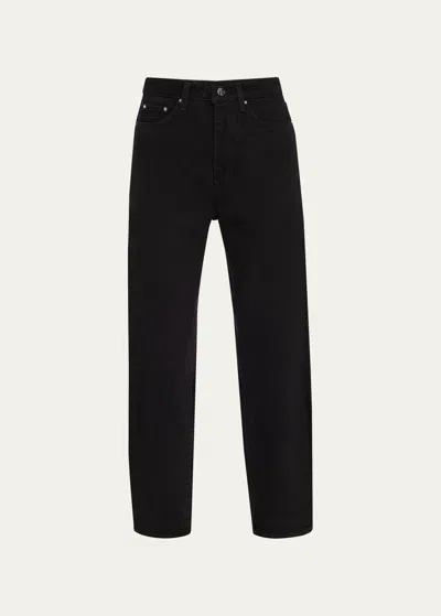 Totême Denim Barrel-leg Cropped Pants In Black