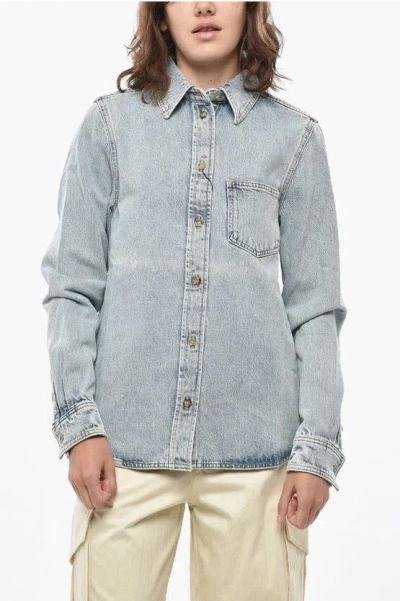 Totême Denim Overshirt With Breast Pocket In Blue