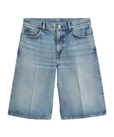 Totême Denim Shorts With Belt Loops In Blue
