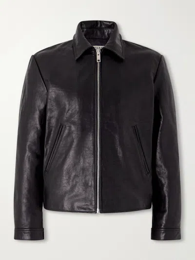 Totême Distressed Leather Jacket In Black
