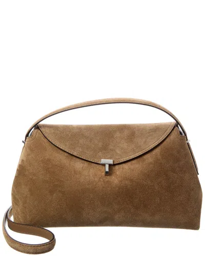 Totême Dnu Inv Toteme T-lock Suede Satchel In Red