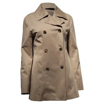 Totême Double-breasted Blazer In Beige Cotton In Brown