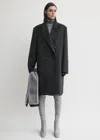Totême Double-breasted Cashmere Coat Charcoal In Blue