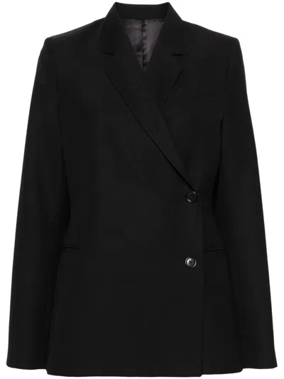 Totême Double-breasted Recycled Woven Blazer In Black