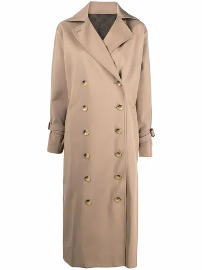Totême Signature Double-breasted Cotton-blend Gabardine Trench Coat In Neutral