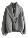 Totême Womens Grey Shawl-lapel Knitted Wool-blend Cardigan In Gray