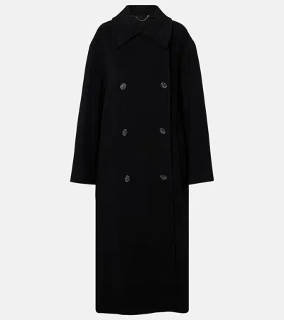 Totême Double-breasted Wool-blend Coat In Black
