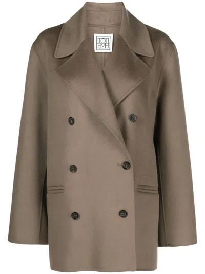 Totême Felted Double-breasted Coat In Grey