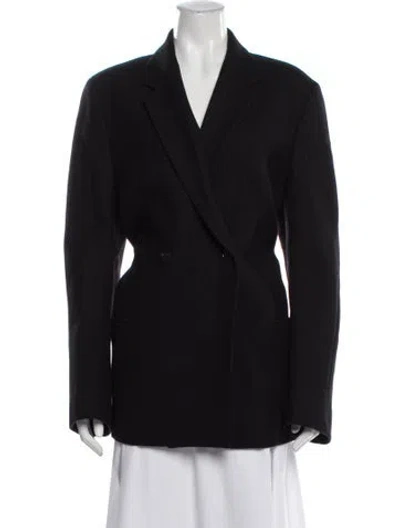 Pre-owned Totême Double Breasted Wool Slit Blazer In Black