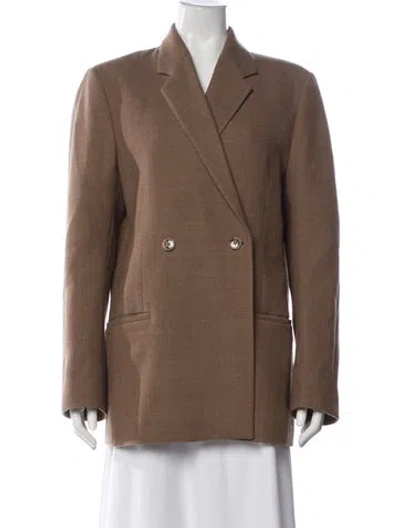 Pre-owned Totême Double Breasted Wool Slit Blazer Wool Coat In Brown