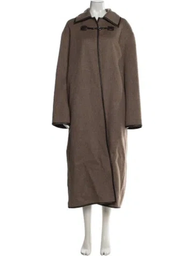 Pre-owned Totême Double Clasp Coat Wool Coat W/ Tags In Brown