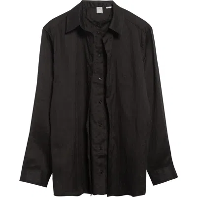 Totême Toteme Double Collar Button-up Shirt In Black