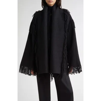 Totême Toteme Double Face Wool Blend Scarf Jacket In Black