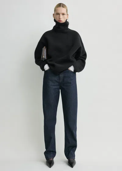 Totême Double-knit Turtleneck Black