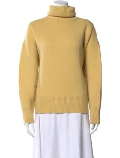 Pre-owned Totême Double Knit Turtleneck Wool Top In Yellow