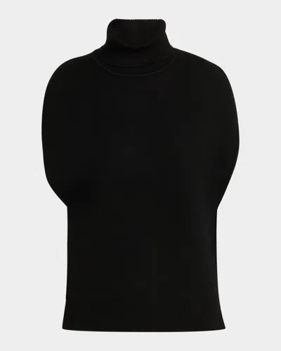 Totême Double-knitted Turtleneck Cape In Black