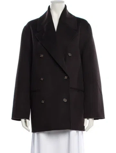 Pre-owned Totême Double Peacoat Wool Peacoat In Brown