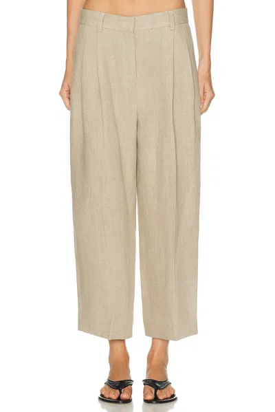 Totême Double Pleat Linen Trouser In Neutral