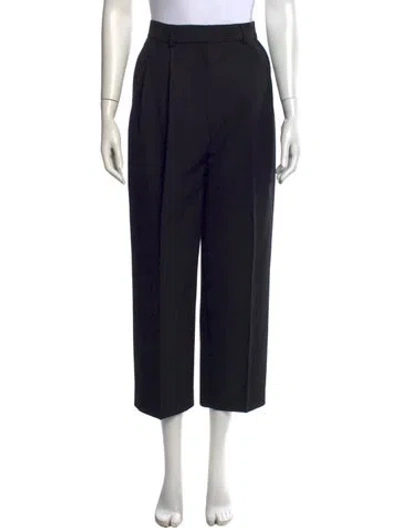 Pre-owned Totême Double Pleated Cropped Trousers Wide Leg Pants In Black