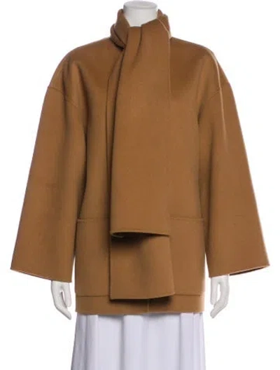 Pre-owned Totême Double Scarf Wool Coat In Neutrals