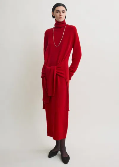 Totême Double-sleeve Turtleneck Dress Poppy In Red