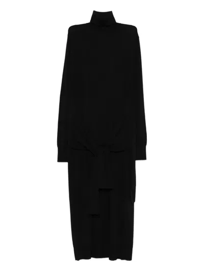 Totême Double-sleeve Turtleneck Midi Dress In Black