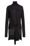 Totême Toteme Double Sleeve Wool & Silk Turtleneck Sweater In Black