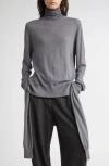 Totême Toteme Double Sleeve Wool & Silk Turtleneck Sweater In Gray