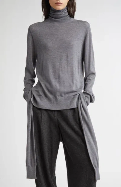 Totême Toteme Double Sleeve Wool & Silk Turtleneck Sweater In Gray
