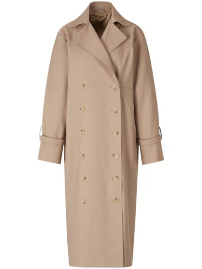 Totême Toteme Double-breasted Cotton Trench Jacket In Purple
