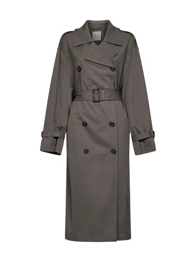 Totême Toteme Double-breasted Cotton-blend Trench Coat In Gray