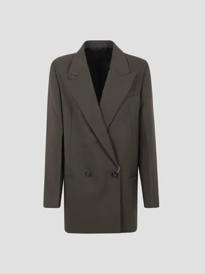 Totême Double-breasted Shield Blazer In Gray