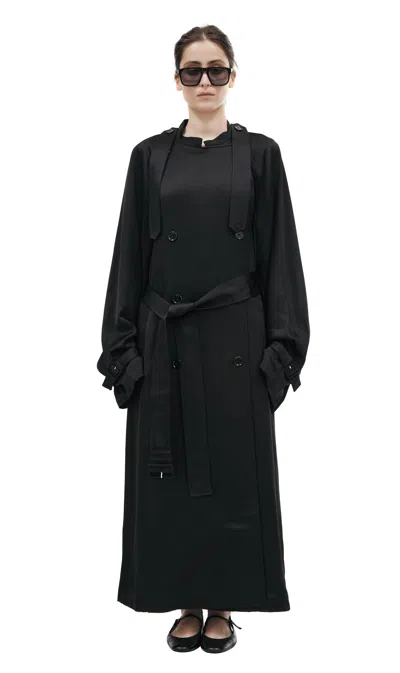 Totême Double-breasted Viscose Trench Coat In Black