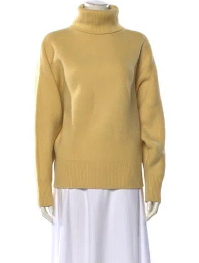 Pre-owned Totême Double-knit Turtleneck Wool Sweater In Yellow