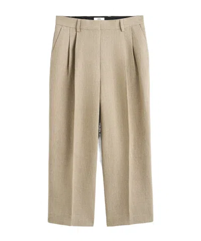 Totême Double-pleat Cropped Trousers In Neutral