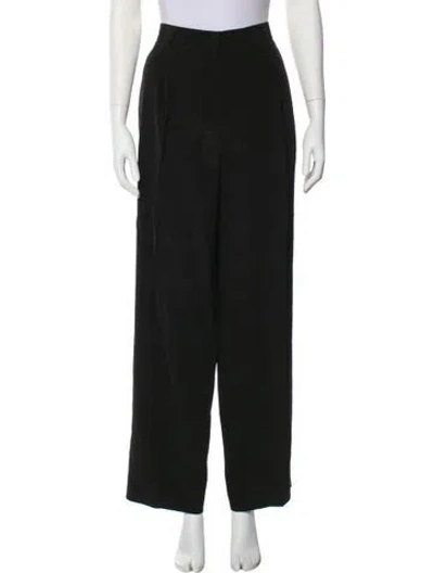 Pre-owned Totême Double-pleat Straight Trousers Wide Leg Pants In Black
