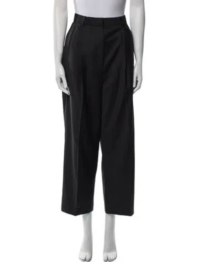 Pre-owned Totême Double-pleated Cropped Trousers Straight Leg Pants In Black