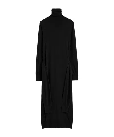 Totême Double-sleeve Turtleneck Midi Dress In Black