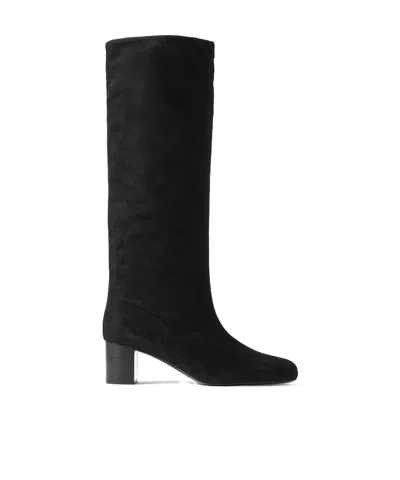 Totême Downtown Suede Knee Boots In Animal Print