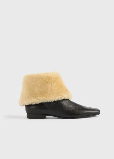 Totême Downtown Shearling Boots Black/beige