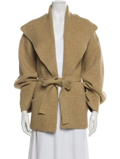 Pre-owned Totême Draped Collar Cardi Wool Poncho In Brown